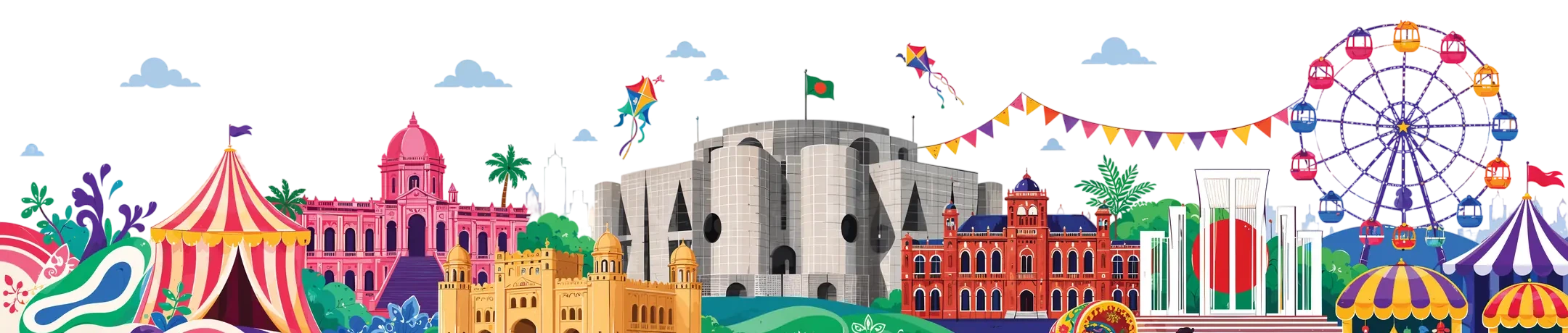 Dhaka festive cityscape